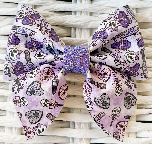 Spooky Gal Faux Leather Bow (Multiple Options)