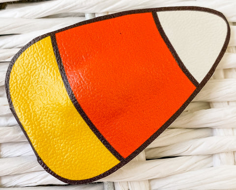 Oversized Candy Corn Faux Leather Snap Clip