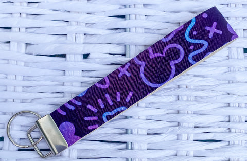 5" Purple Mouse Faux Leather Wristlet Keychain