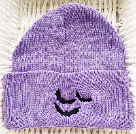 Embroidered Bats Beanie Hat