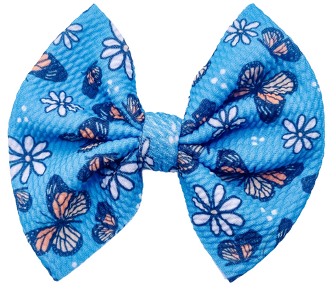 Daisy Monarch Butterfly Fabric Bow (Multiple Options)