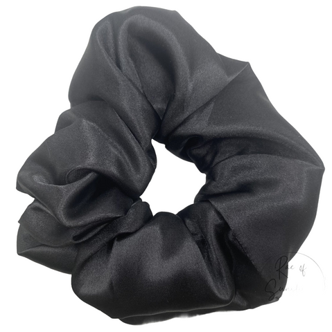 XL Black Satin Zipper Scrunchie
