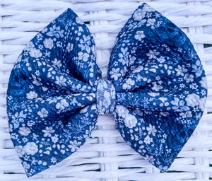 Floral Skulls Fabric Bow (Multiple Options)