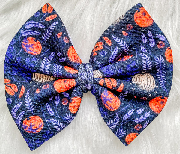 Floral Pumpkins Fabric Bow (Multiple Options)