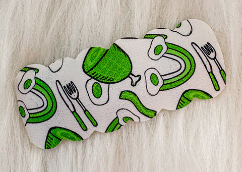 2" Green Eggs & Ham Faux Leather Snap Clip