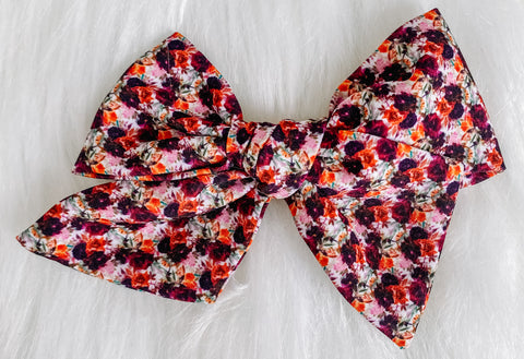 4" Floral Satin Pinwheel Bow