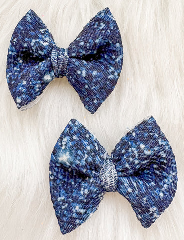 Navy Glitter Fabric Bow (Multiple Options)