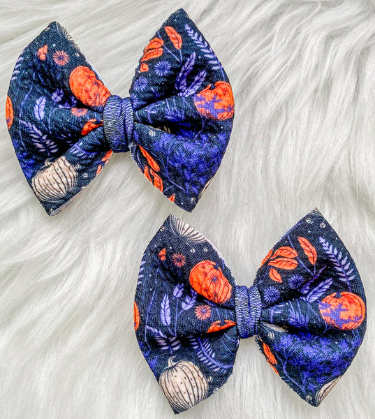 Floral Pumpkins Fabric Bow (Multiple Options)