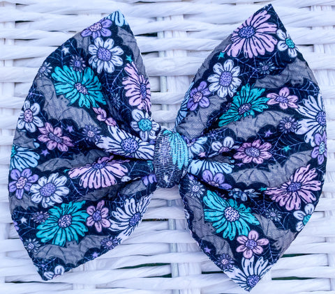 Floral Bats Fabric Bow (Multiple Options)