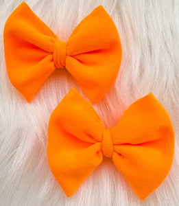 Neon Orange Stretch Fabric Bow (Multiple Options)