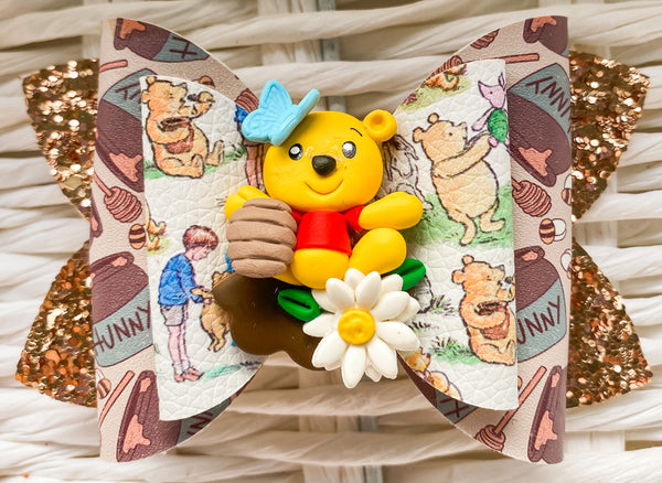 Winnie the Pooh Faux Leather Bow (Multiple Options)