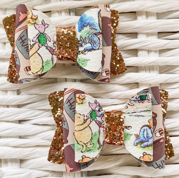 Winnie the Pooh Faux Leather Bow (Multiple Options)