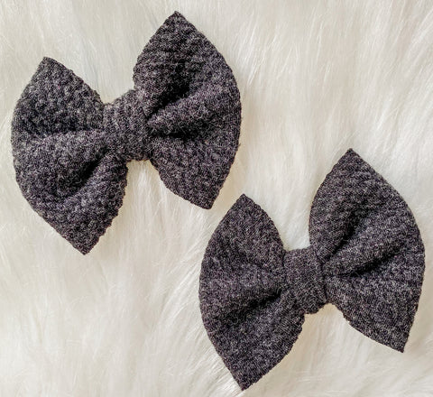 Charcoal Sweater Fabric Bow (Multiple Options)