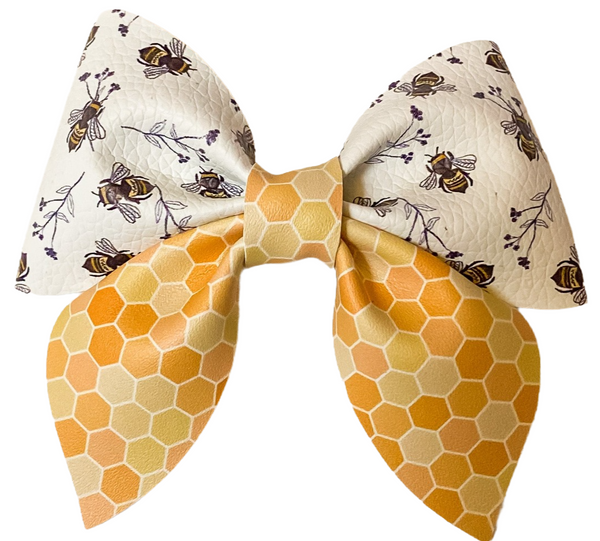Honey Bee Faux Leather Bow (Multiple Options)