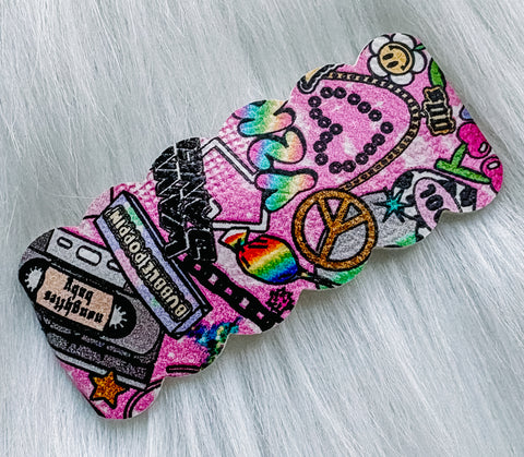 2" Y2K Icons Faux Leather Snap Clip