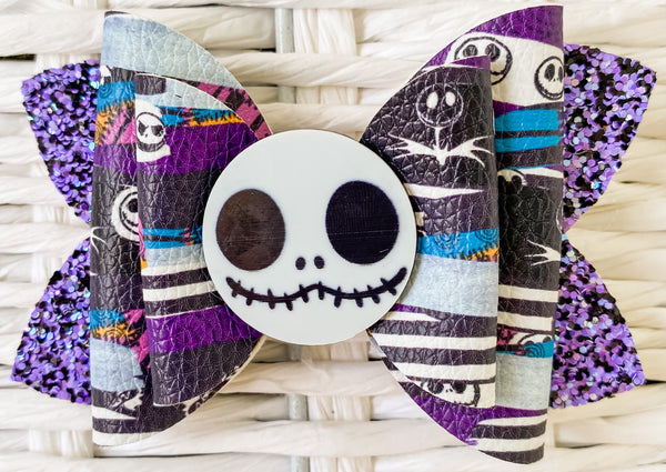 4" Nightmare Before Christmas Faux Leather Chloe Bow (Multiple Options)