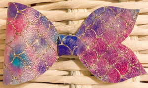 3.5" Galaxy Sparkle Mermaid Tail Faux Leather Bow