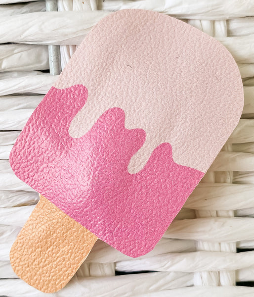 Oversized Popsicle Faux Leather Snap Clip (Multiple Options)