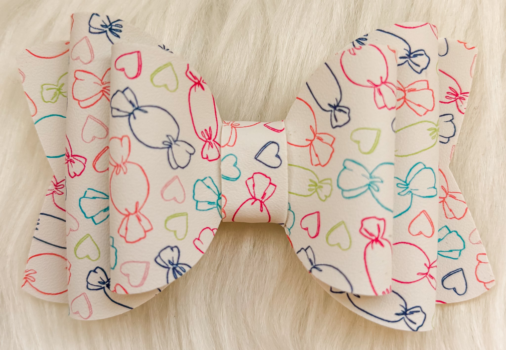 Candy & Hearts Faux Leather Bow (Multiple Options)