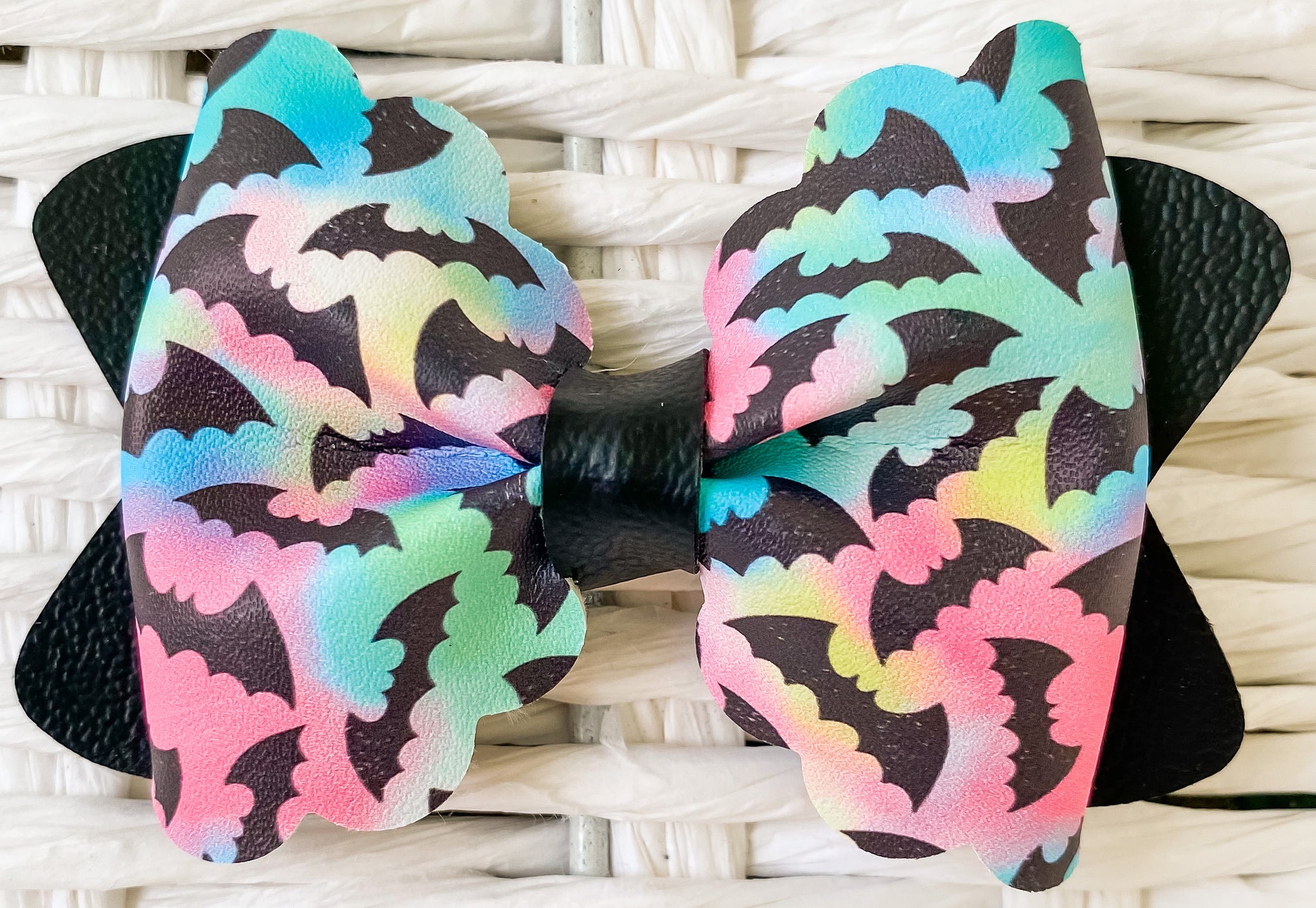 Pastel Bats Faux Leather Bow (Multiple Options)