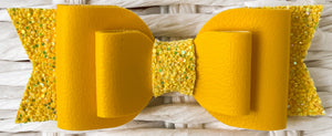 Crushed Pineapple & Lemon Drop Faux Leather Bow (Multiple Options)