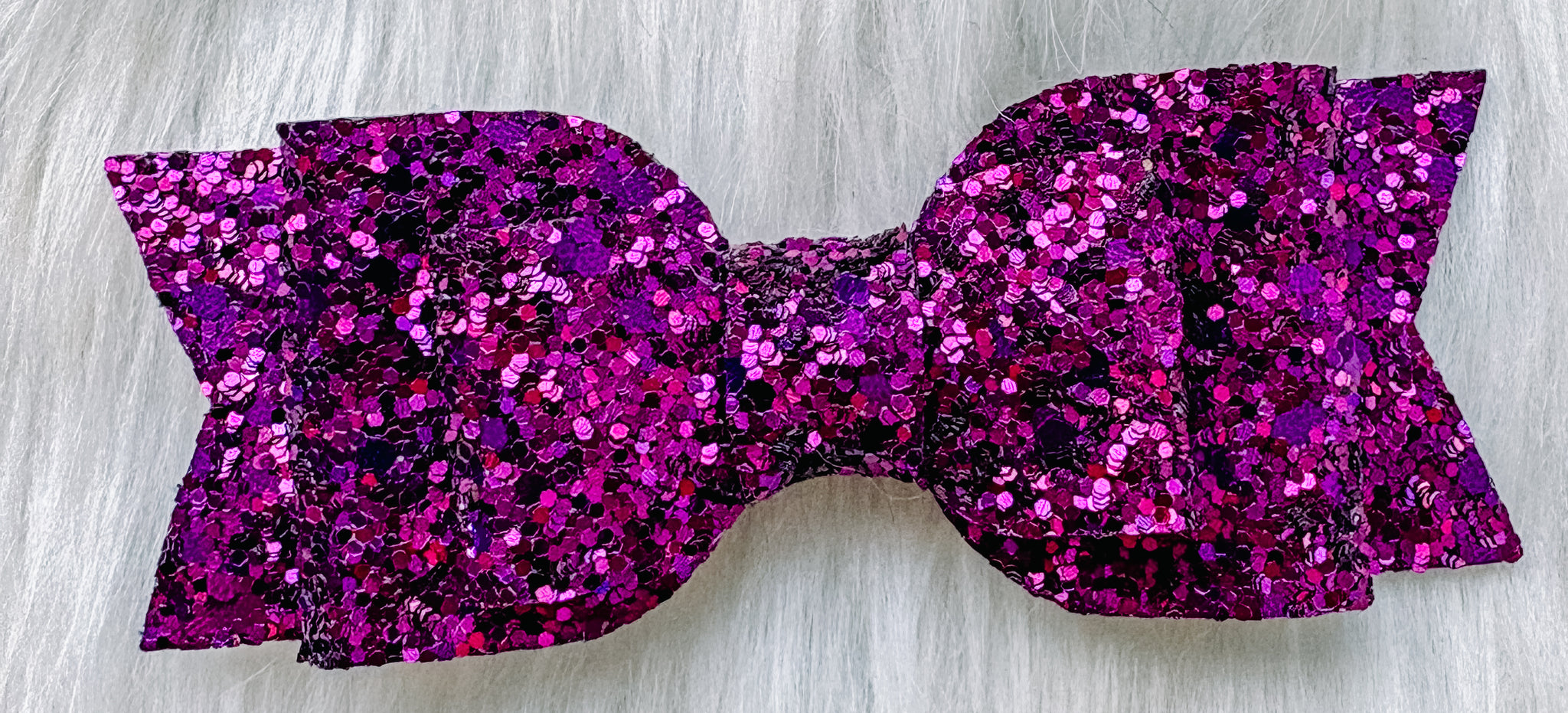 4" Purple Glitter Faux Leather Blair Bow