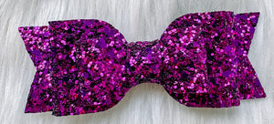 4" Purple Glitter Faux Leather Blair Bow