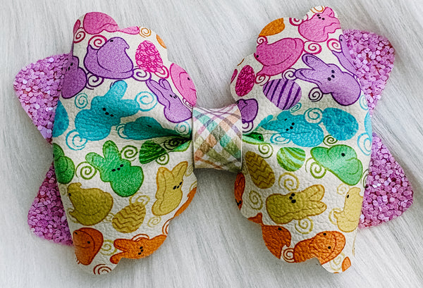 Peeps Cream Faux Leather Bow (Multiple Options)