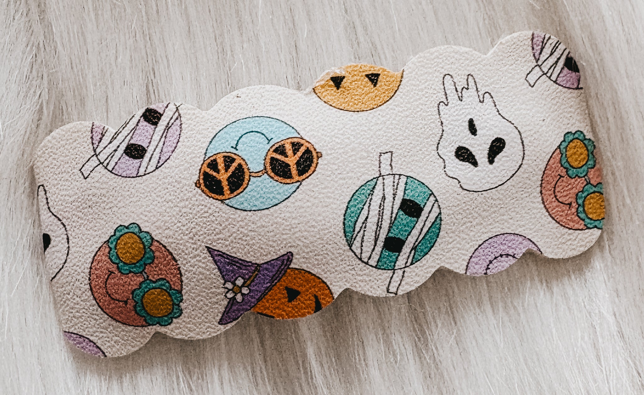 2" Halloween Smileys Faux Leather Snap Clip