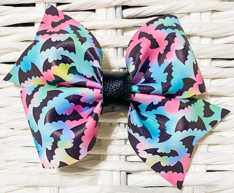 Pastel Bats Faux Leather Bow (Multiple Options)