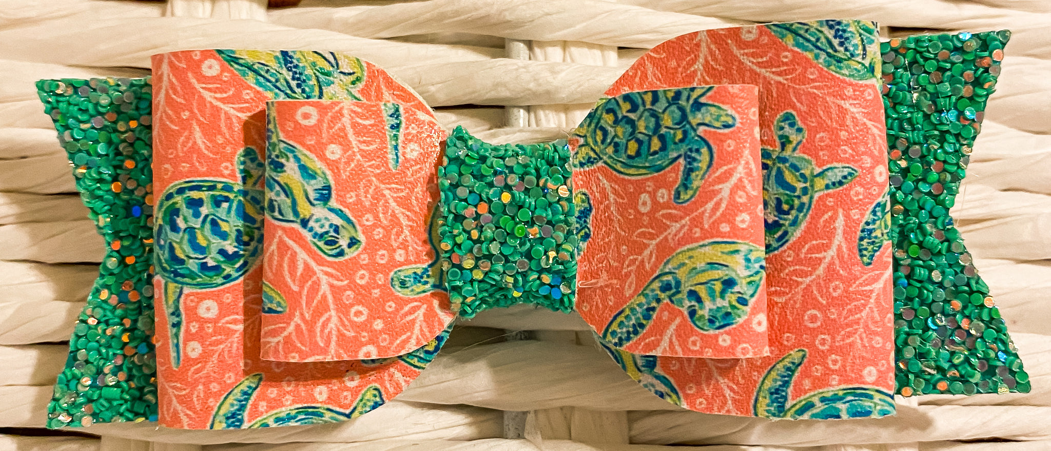 Sea Turtles Faux Leather Bow (Multiple Options)