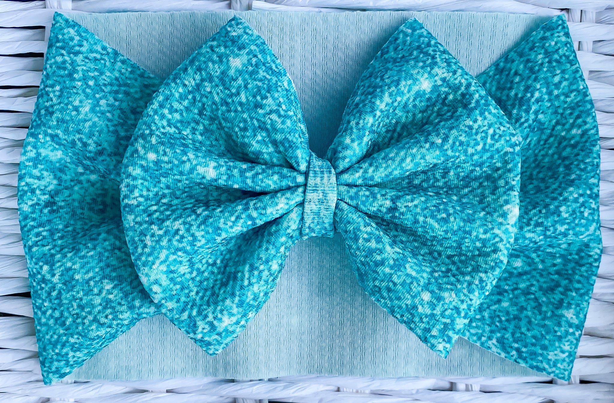 Turquoise Glitter Fabric Bow (Multiple Options)