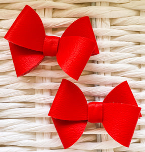Candy Apple Faux Leather Bow (Multiple Options)