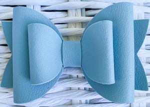 Sky Blue Faux Leather Bow (Multiple Options)