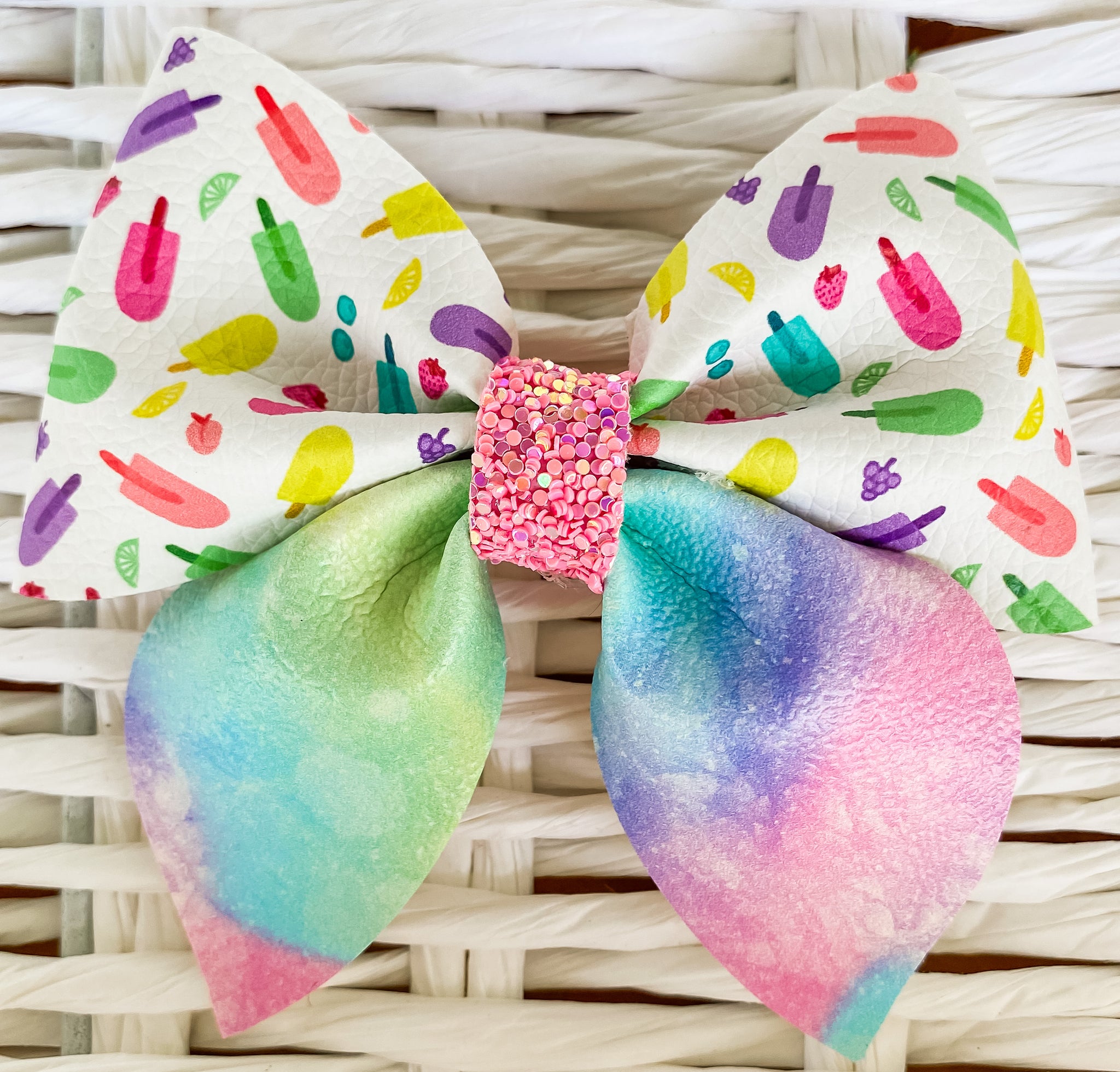 Melted Popsicle Faux Leather Bow (Multiple Options)