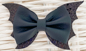 4" Bat Faux Leather Bow