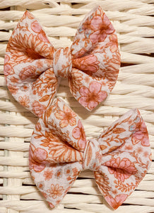 Pink Floral Fabric Bow (Multiple Options)