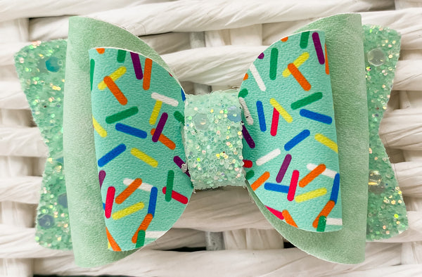 Mint Faux Leather Bow (Multiple Sizes & Styles)