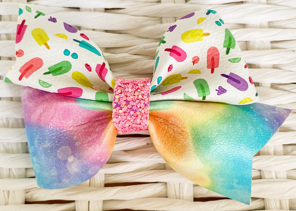 Melted Popsicle Faux Leather Bow (Multiple Sizes & Styles)