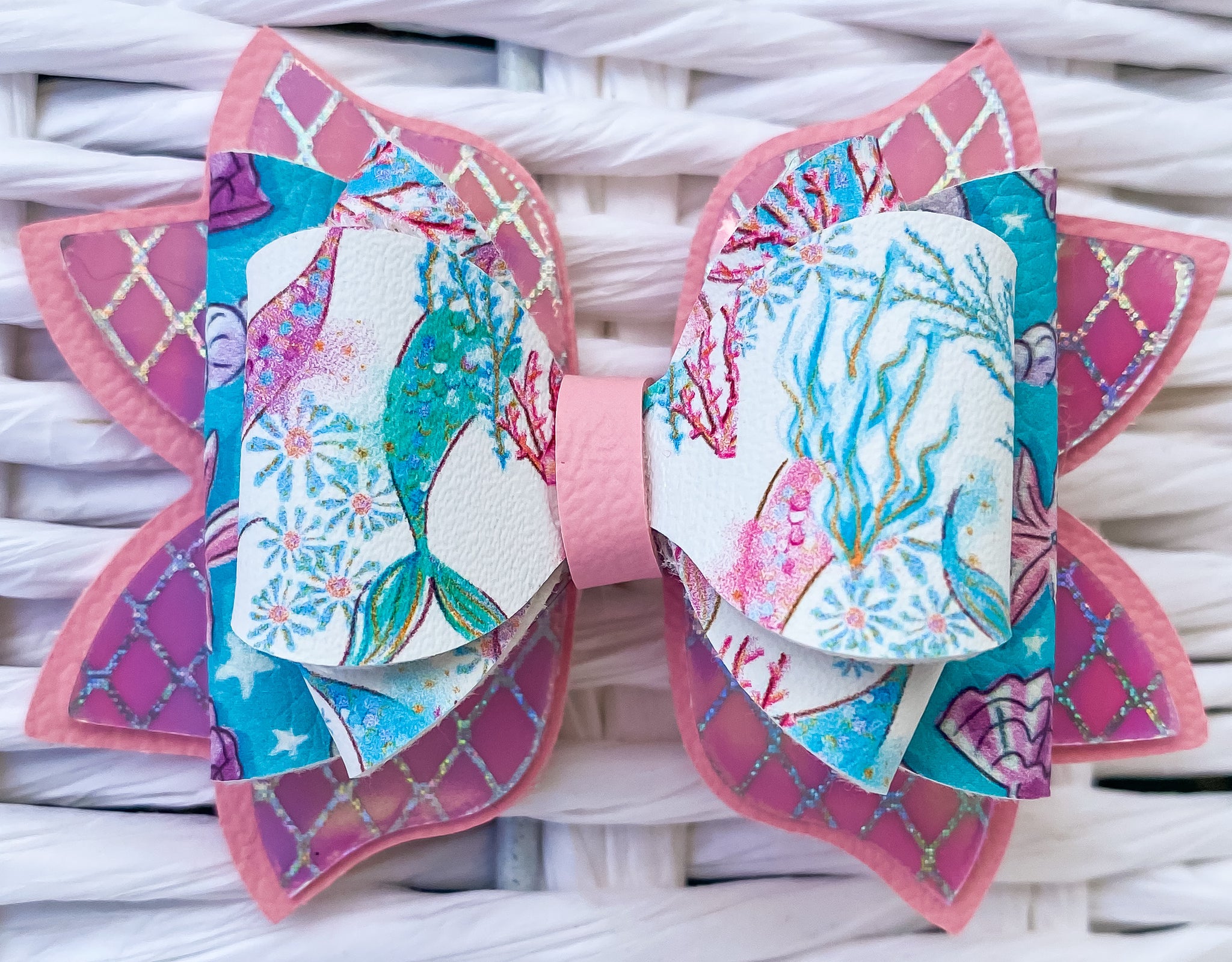 Mermaid Faux Leather Bow (Multiple Options)