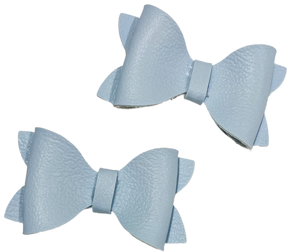 Sky Blue Faux Leather Bow (Multiple Options)