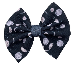 Black & Silver Moons Fabric Bow (Multiple Options)