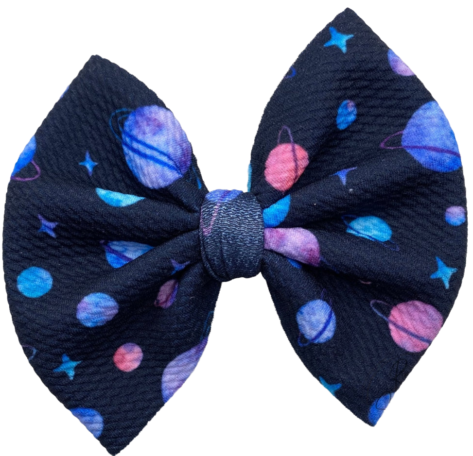 Multicolor Planets Fabric Bow (Multiple Options)