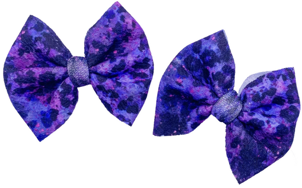 Purple Leopard Fabric Bow (Multiple Options)