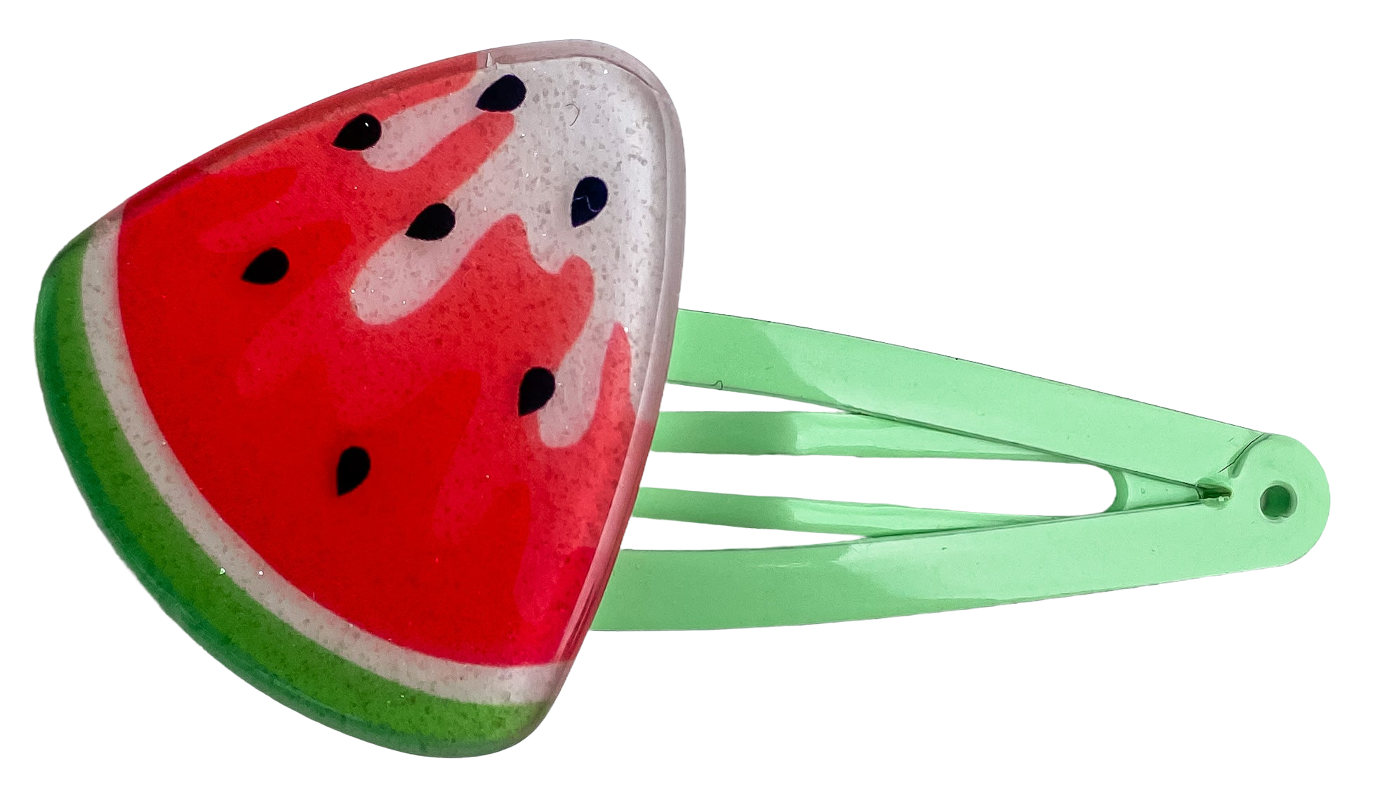 2" Watermelon Resin Faux Leather Snap Clip