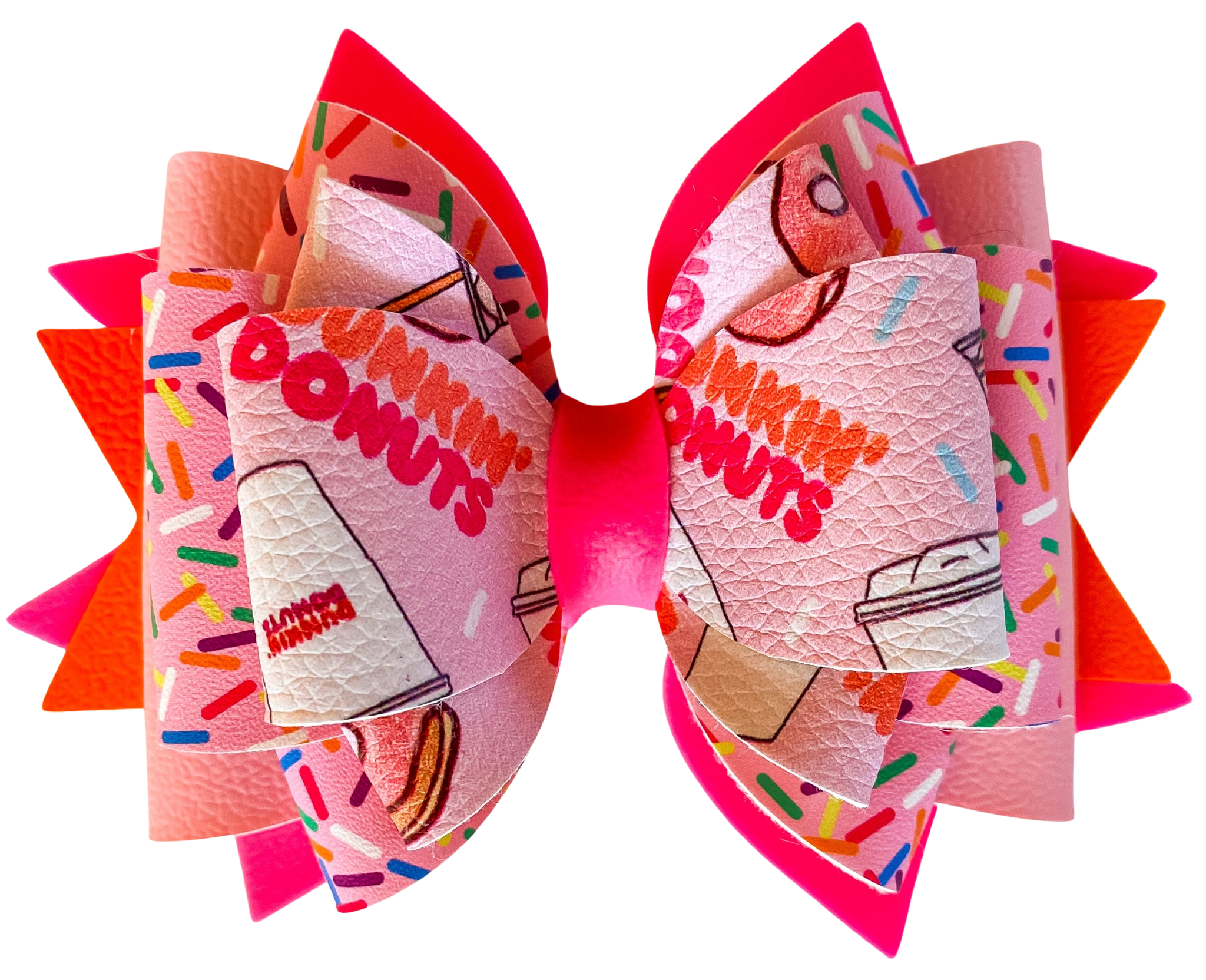 4" Dunkin' Donuts Faux Leather Luxe Bow