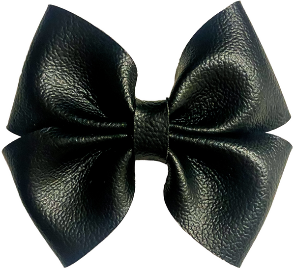 Licorice Faux Leather Bow (Multiple Options)