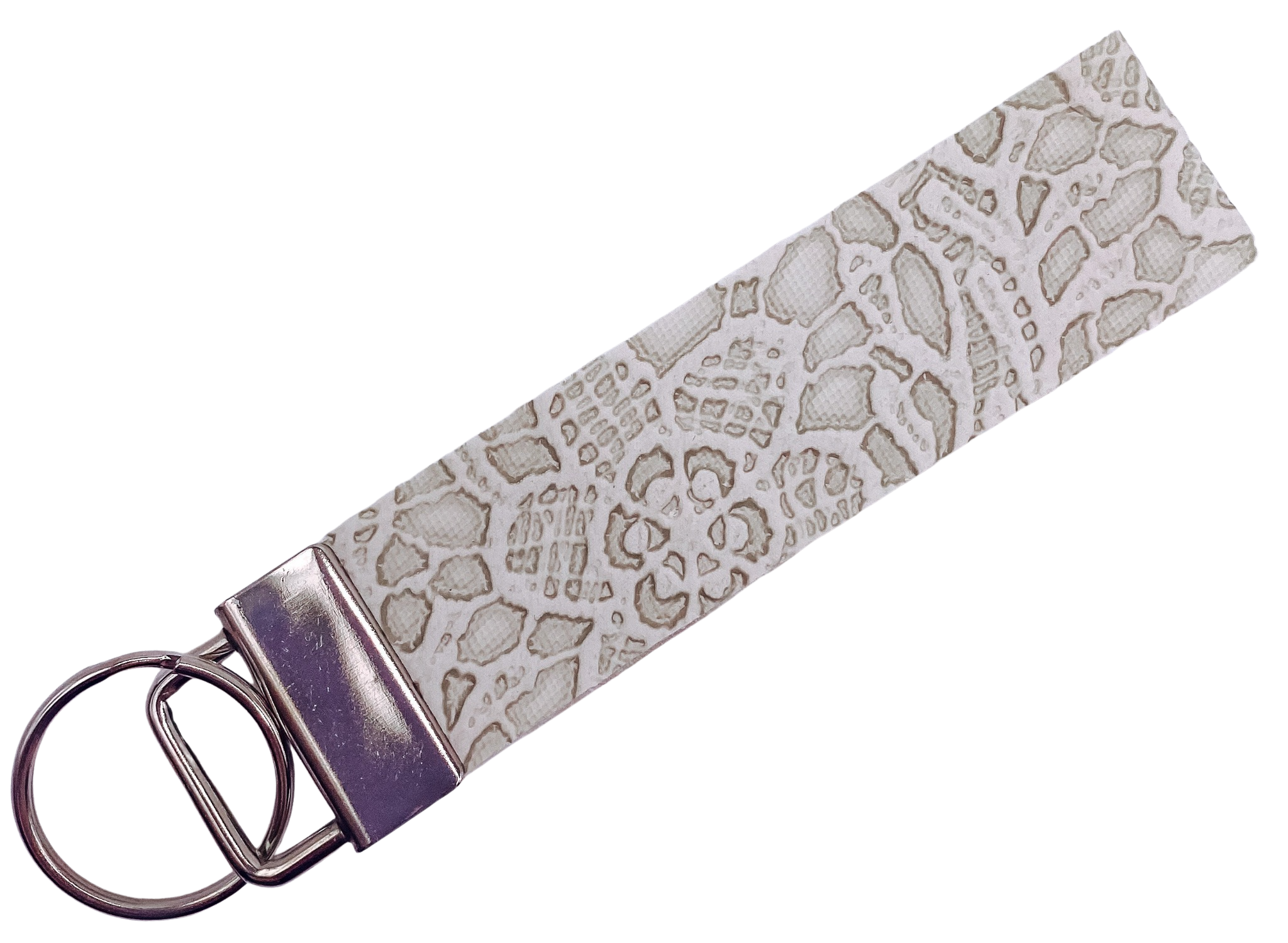 4.5" Ivory Lace Faux Leather Wristlet Keychain