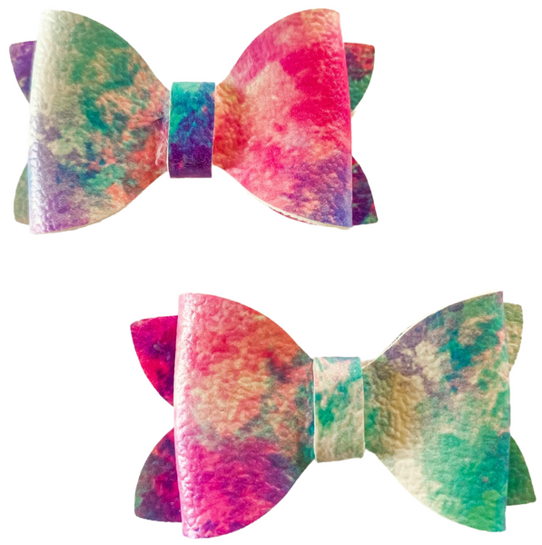 Tie-Dye Faux Leather Bow (Multiple Options)
