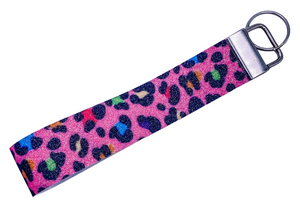 5" Lisa Frank Leopard Faux Leather Wristlet Keychain